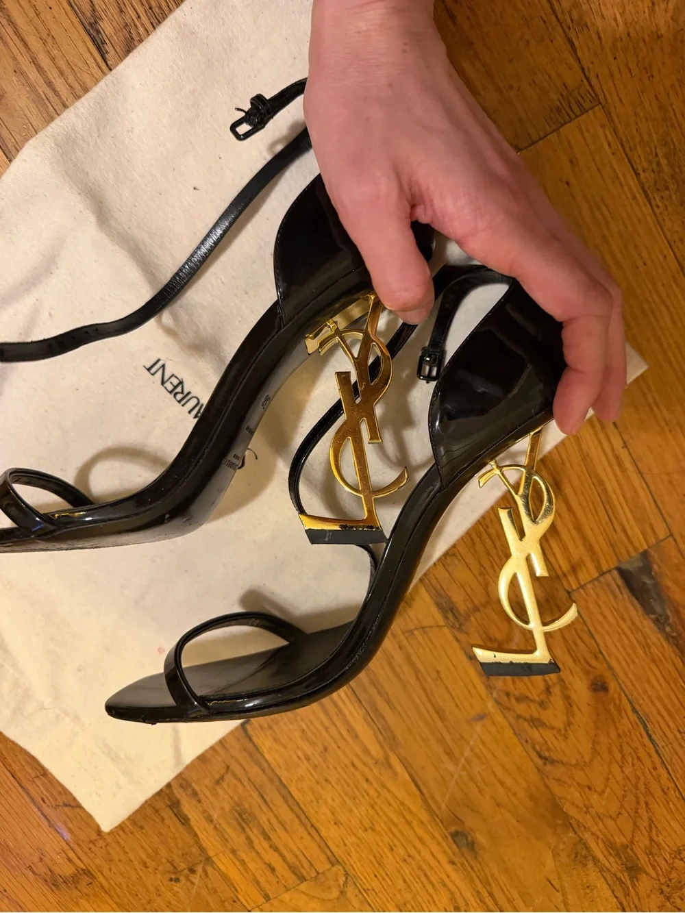Saint Laurent Black Patent Opyum Heel Sandal size 38/8 - Picture 6 of 8